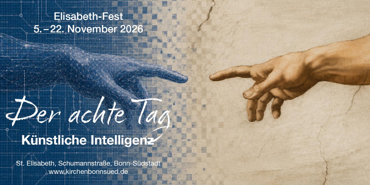 Flyer-Cover zum Elisabethfest 2026: 'Der achte Tag: Künstliche Intelligenz'